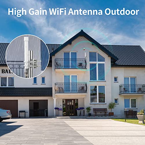Image of WiFi Antenna Dual Band 2.4GHz 5GHz 5.8GHz 8dBi RP-SMA SMA Male Outdoor Indoor Antenna with 10ft KMR195 Cable for WiFi Router Hotspot Security IP Camera