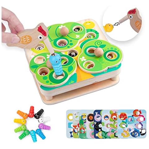 OESSUF Magnetic Toy Children's Game Woodpecker Caterpillar Catching Game Montessori Toy for Cognitive and Emotional Development of Skills for Boys and Girls from 2 3 4 Years Cover