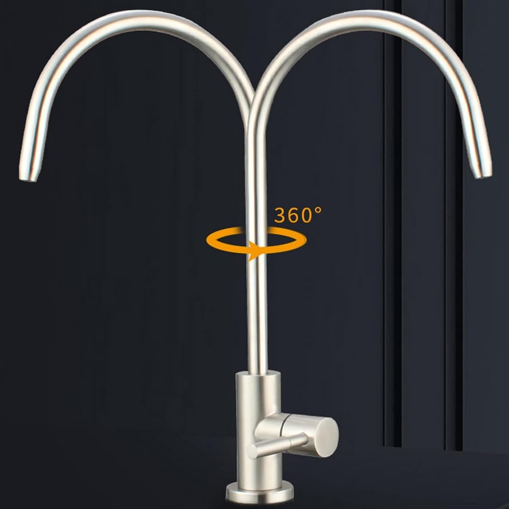 Grifo con Filtro de Agua for Cocina, Grifo de Agua con Filtro de Grifo de Cocina de un Solo Orificio de Acero Inoxidable Cepillado, Grifo de Agua Potable