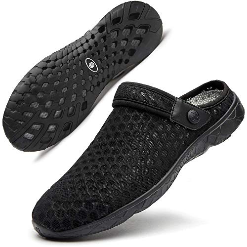 Zuecos de Verano para Unisex Adulto Playa de Sandalias Antideslizante Respirable Piscina Ahueca Zapatillas Chanclas Slippers Negro 47