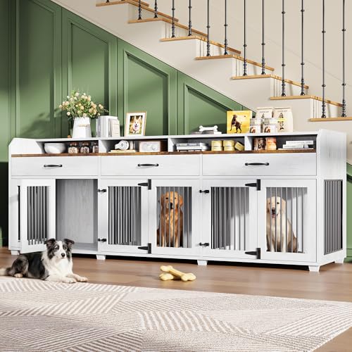 Image of AMERLIFE 95 inch Dog Crate Furniture, Multi-Functional TV Stand with Storage
