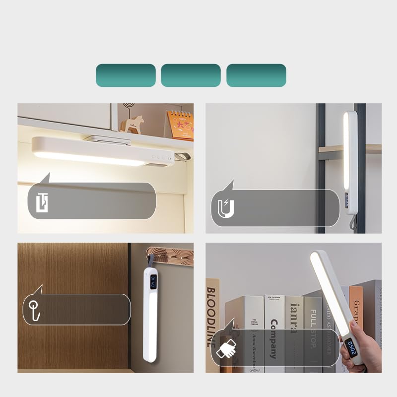 Image of Akari Rechargeable Table Lamp for Study, LED Cabinet Light With Magnet, Eye-Protection Desk Lamp, Night Light for Children, Student Safety (Ak-1711) - Plastic, White