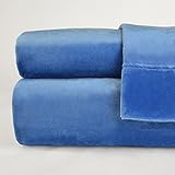 Berkshire Blanket VelvetLoft Plush Set Sheets, California King, Blue