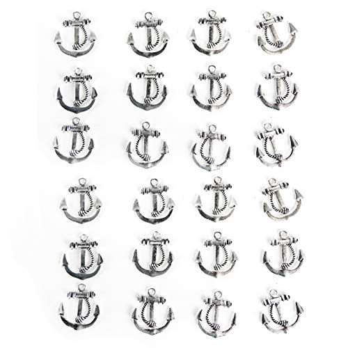 Logbuch-Verlag 24 Piccole Ancore con Occhiello Foro 2,5 cm Color Argento in Metallo DIY Fai da Te bricolage Decorazione da Tavolo Battesimo Comunione Matrimonio Regalo Ospiti