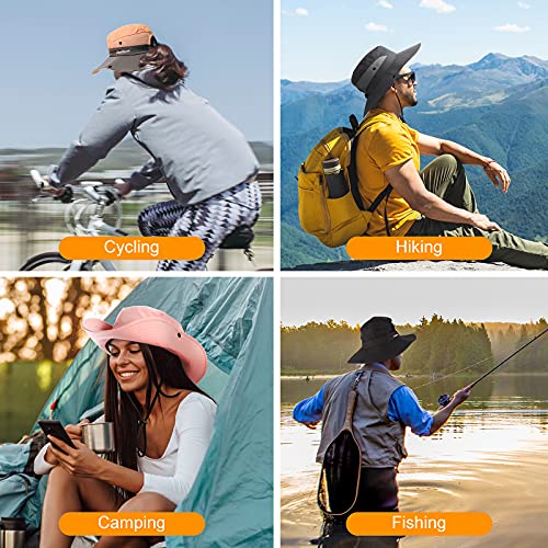 Tutuko Womens Wide Brim Sun Hats Foldable Uv Protection Beach Bucket Hats Ponytail Mesh Fishing Hat (Pink) #TOP6