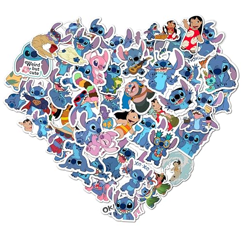 Image of Pack of 50+ PCS Stitchs Cartoon Stickers for Gifts, Waterproof Sticker for Phone, Laptop, Water Bottles, Hydro Flask, Stickers for Kids, Toddlers, Vinyl