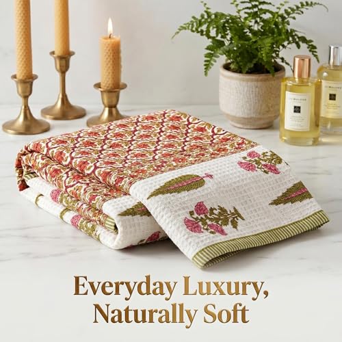 Image of Mafatlal Madhuban Bath Towel Combo Pack of 2 | 147x76 cm | 250 GSM Soft, Quick Dry & Lightweight Cotton Towels | Adobe & Thai Curry