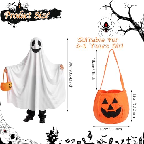 Disfraz de Fantasma con Bolsa de Calabaza para Niños 4-6 años miniatura 2