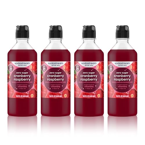 Image of Sodastream Classic Cranberry Raspberry Zero Calorie, New Pour Bottle 440ml, 14.9 Fl Oz (Pack of 4)