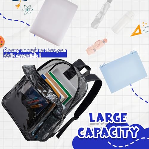 Image of Amylove 24 Pcs Clear Backpack bulk for Stadium Events Heavy Duty PVC Transparent Bookbag for College Workplace Security (17 Inches,Dark Black)