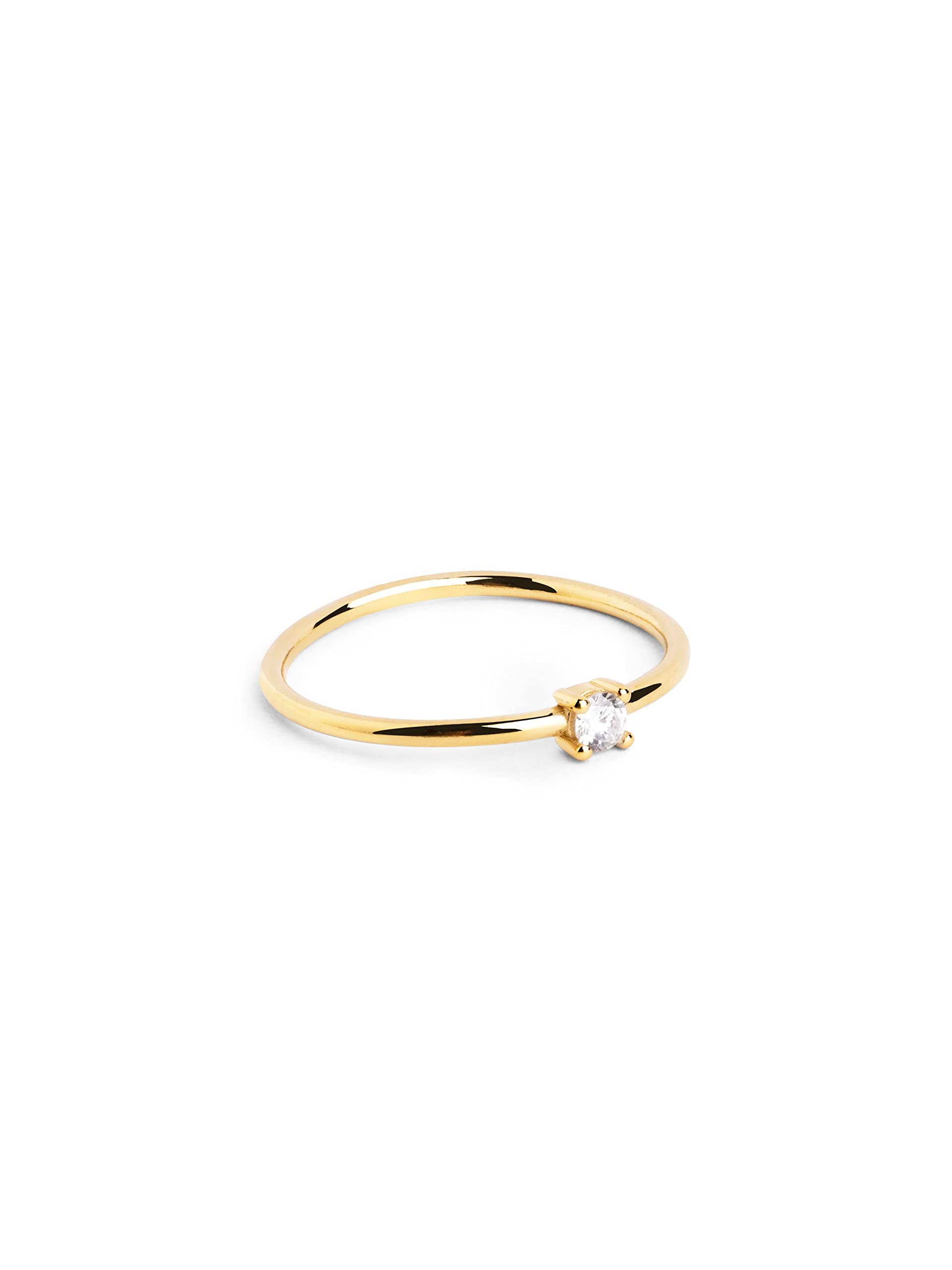 SINGULARU Anillo Single Spark - Anillo de Plata de Ley 925 con Acabado Baño de Oro de 18 Kt. - Anillo Estilo Solitario - Joyas para Mujer - Hecho en España - Varios Acabados y Tallas - Talla 10