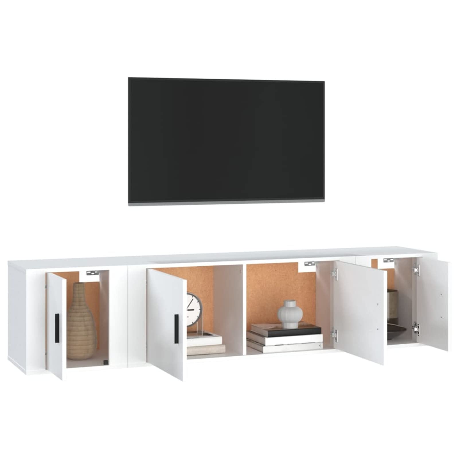 Set de Muebles de TV 3 Piezas Madera contrachapada Blanco, Mueble TV, Mueble Salon, Mueble TV Salon, Mueble Television, Dormitorio Juvenil Completo 3188414