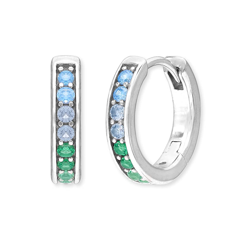 ngel Whisperer Women's Hoop Earrings | 925 Sterling Silver • Multicolored Zirconia • Clip Closure • Nickel-Free • Ø 21mm