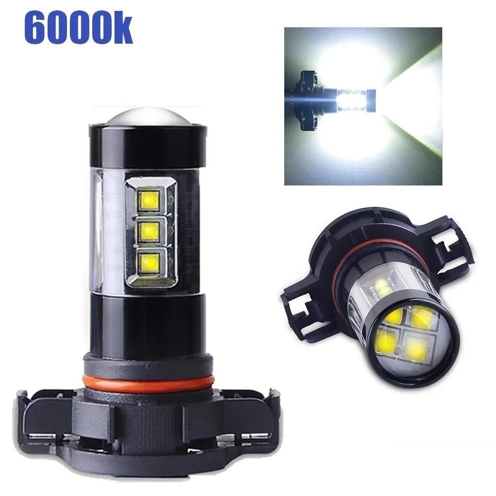 LED Oświetlenie pomocnicze LED PSX24W 5202 Światła Przeciwmgielne Samochodu | H16 Żarówka Samochodowa 80W Do Jazdy Dziennej DRL Led Reflektor Lampa(6000K Cold White)