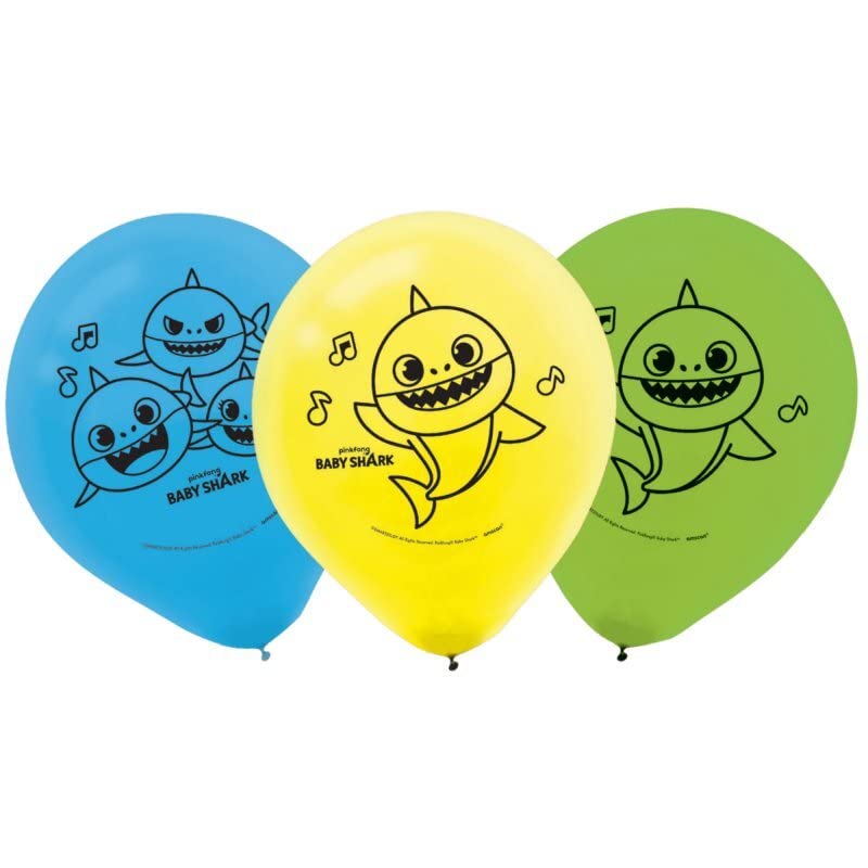 Image of Latex Balloons - 12 inch - Perfect for Birthdays, Theme Days & Special Events, Baby Shark, Pack of 6
