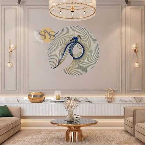 Image of SNS Decor Metal Peacock Wall Art Decorations | Modern Luxury Metal Wall Art Decor, | Perfect 3D Wall Sculpture For Living Room, Drawing Room, Restaurant, Hotel & Office (Design-108)