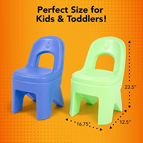 Image of Simplay3 Play Around Kids Chair, 2-Pack of Toddler Chairs for Play Table - Blue and Lime Green, Made in USA