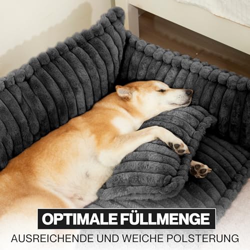 noviclass® Hundesofa Chaffar Hundebett | Orthopädische Matratze | Moderner Stil | Cord-Design Größen (Kohle, XL (120cm))