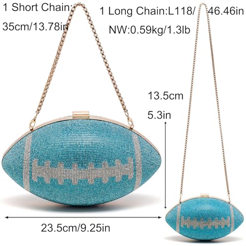Image of Women Rhinestone Football Shaped Handbag Chain Crossbody Shoulder Bag Football Purse | Rugby, Unique, Novelty, Football
