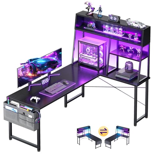 AODK L Shaped Gaming Desk with Display Shelves
