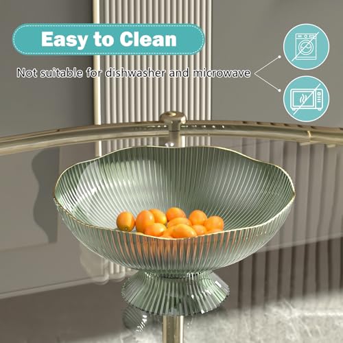 LOVIVER Plastic Decorative Pedestal Bowl,Dessert Display Stand Dish Holder,Snacks Fruit Basket Bowl for Farmhouse Kitchen Breads Snacks Home Ornaments, Green - Cosy Home Interiors LOVIVER Plastic Decorative Pedestal Bowl,Dessert Display Stand Dish Holder,Snacks Fruit Basket Bowl for Farmhouse Kitchen Breads Snacks Home Ornaments, Green - Image 3