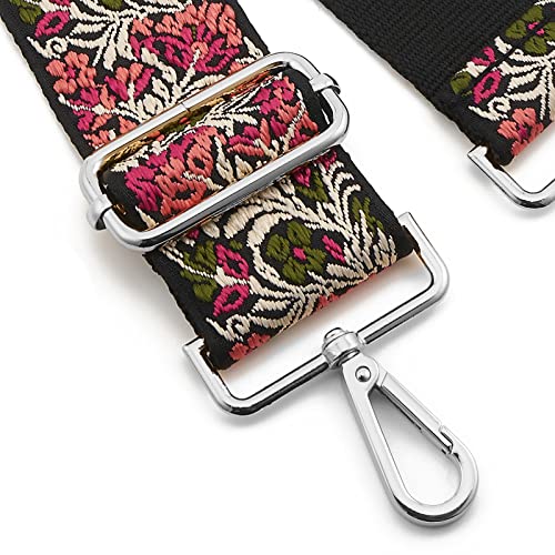 Image of Silvery Buckles Wide Shoulder Strap Adjustable Replacement Belt Crossbody Canvas Bag Handbag
