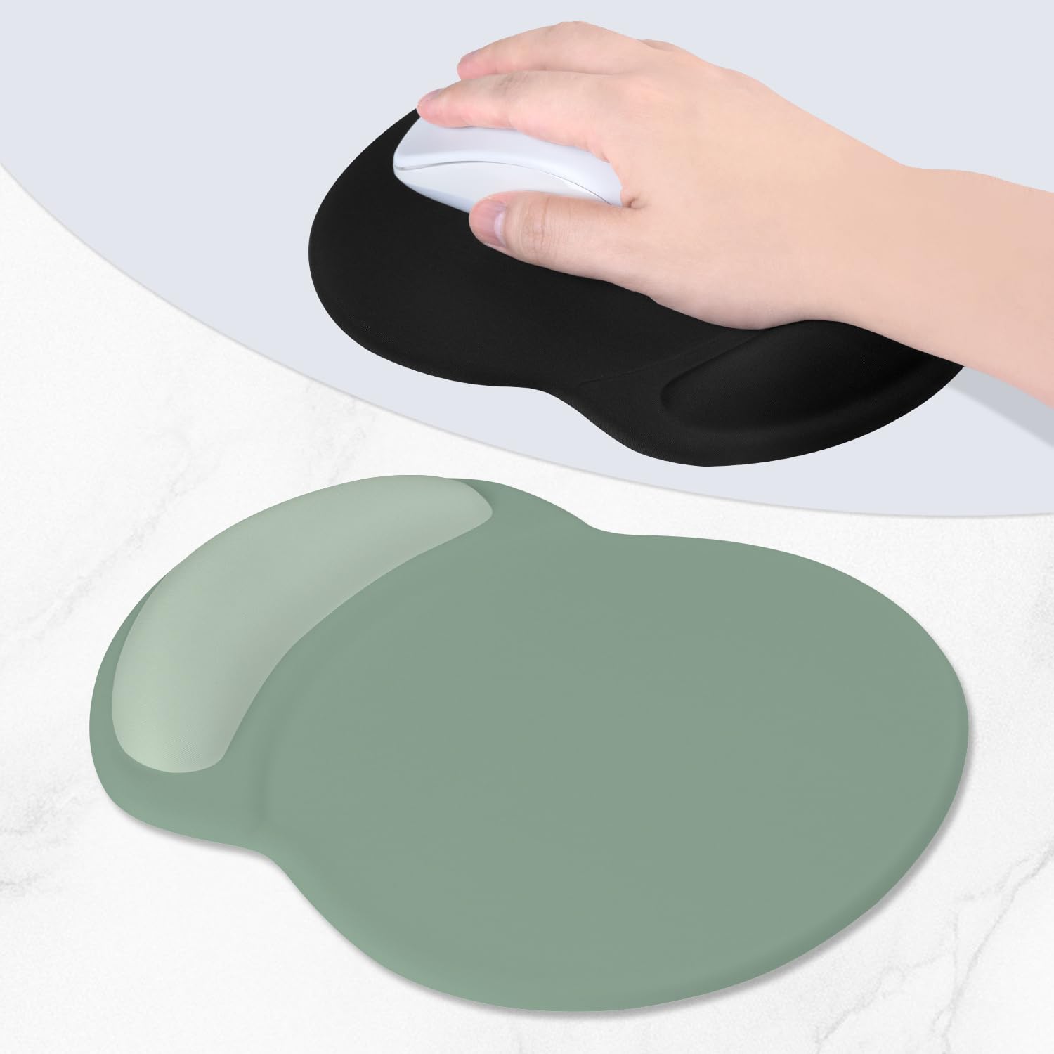 ITNRSIIET Ergonomic Mouse Pad with Comfort Gel Wrist Rest, Non-Slip PU Base, Smooth Textured Surface, Reduces Hand Fatigue & Wrist Pain, 220 x 180 mm for Office Gaming Home, Sage Mint Gradient - 3
