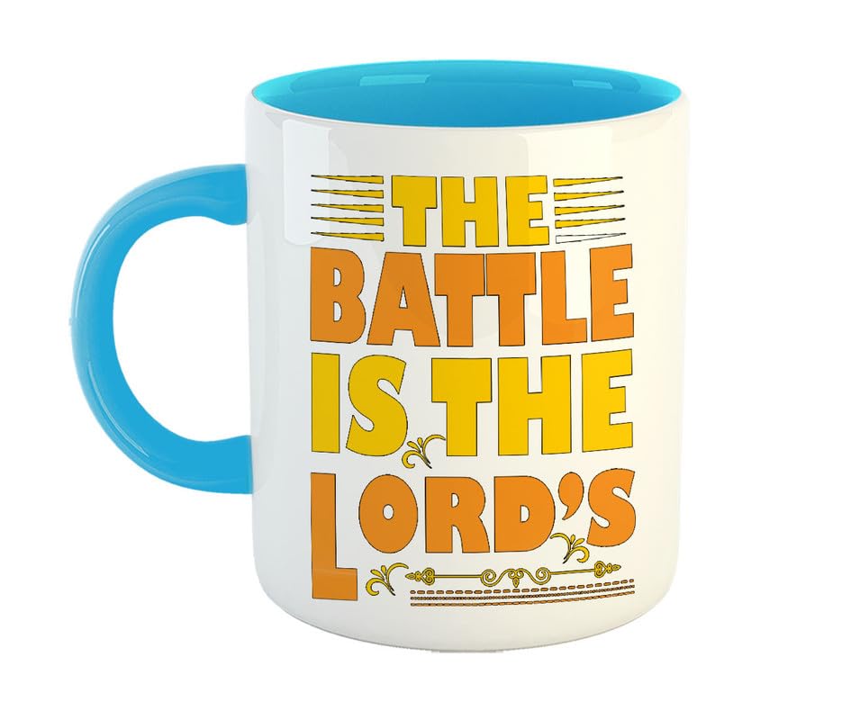 OVIENTA Printed Ceramic Coffee Mug, The Battle is The Lord's, Gift for Parents, Sister Friends, Boy, Girl 327ML(11Oz), 764-SB