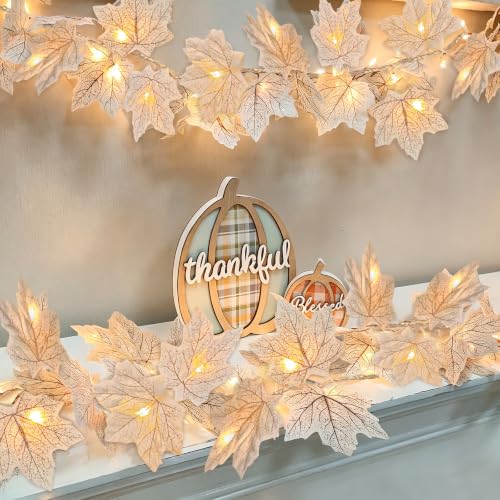 3PCS Fall Maple Leaf Garland Lights 18FT 60LED Thanksgiving Decor - image 7