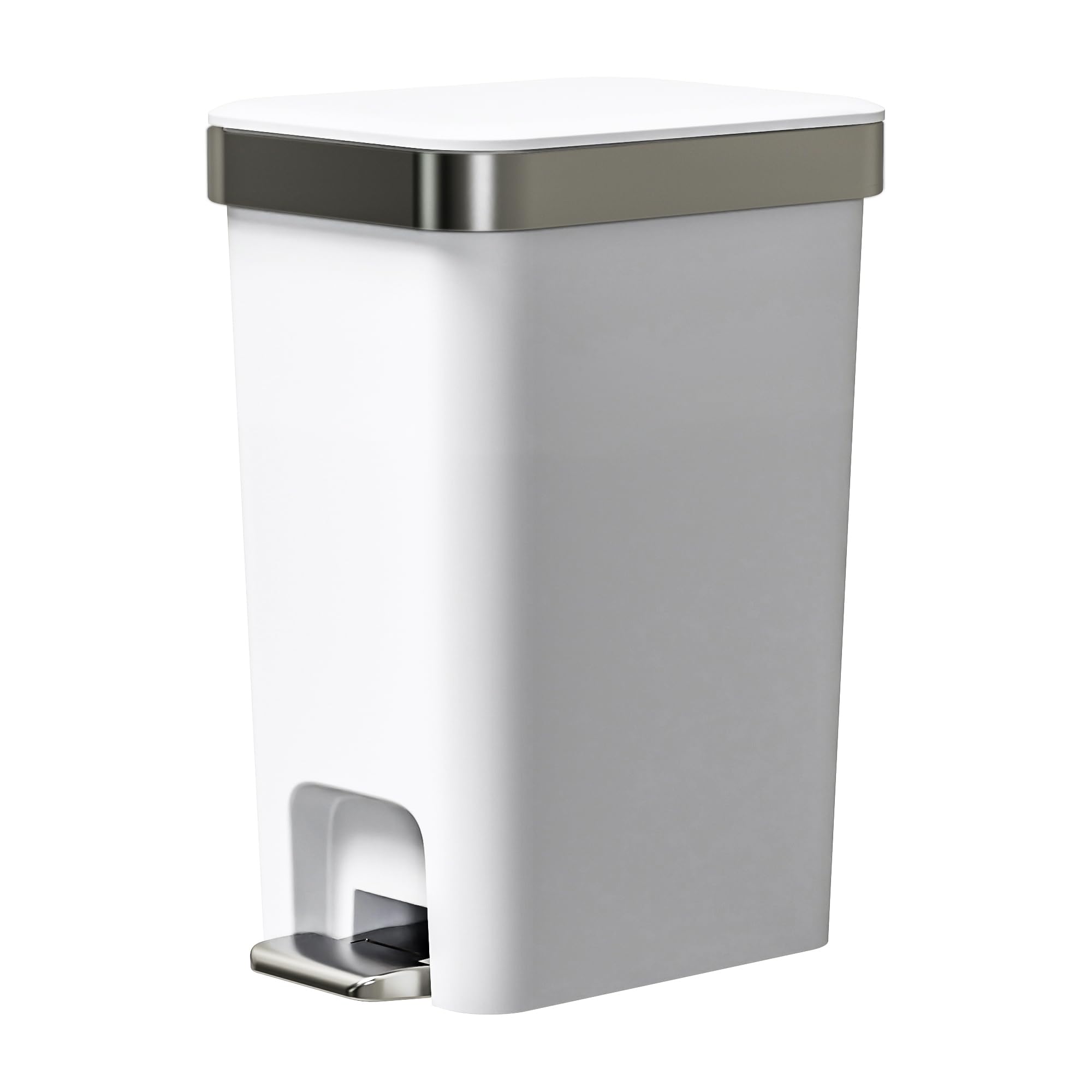 Small Bathroom Trash Can with Lid Soft Close 10 Liter 2 6 Gallon Slim Garbage Can-Metal Step and