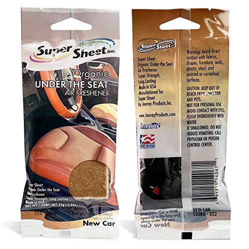 Image of Super Sheet, Organic Under the Seat Car Air Freshener, Long Lasting Fragrance (New Car, 1 Pack)