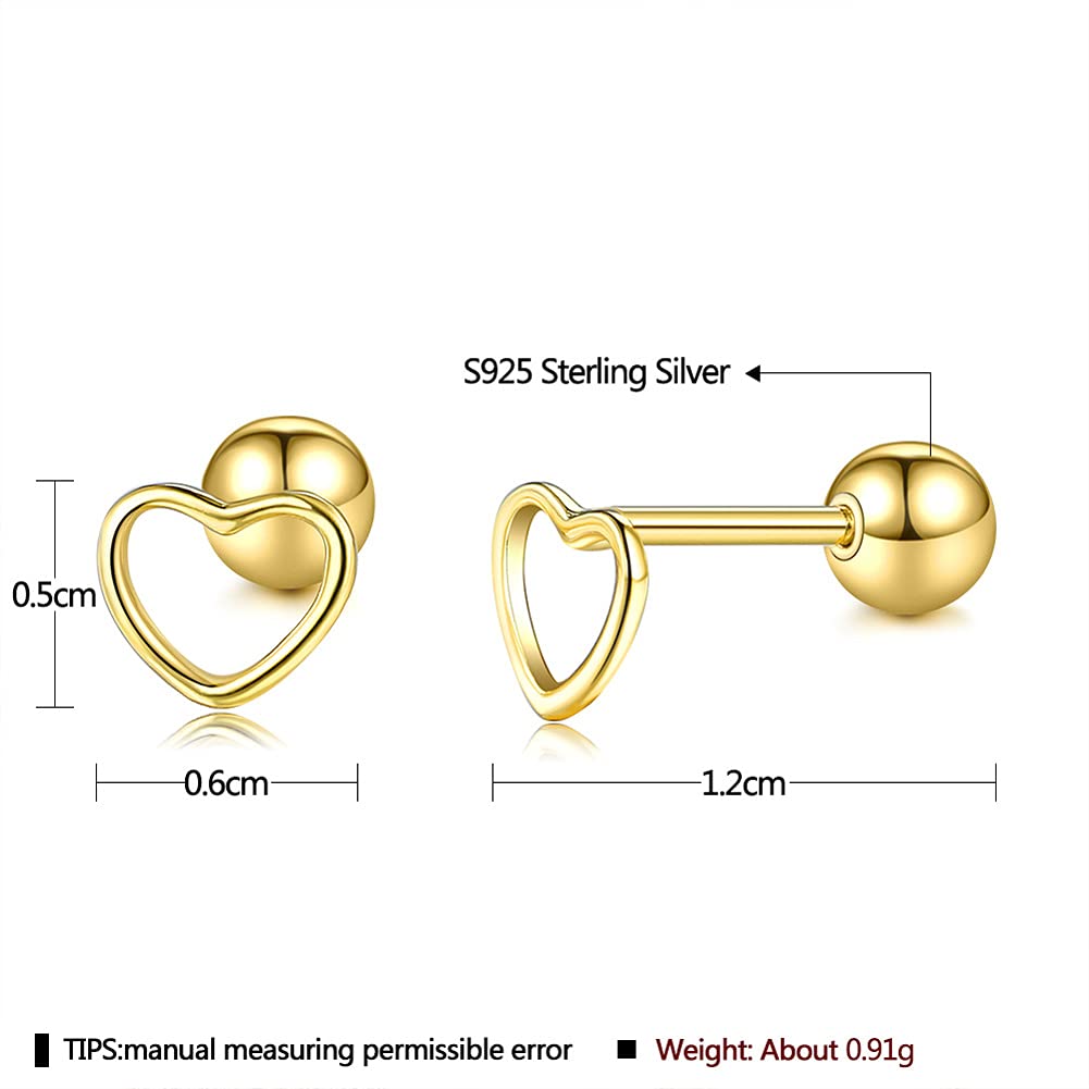 Tiny Heart Stud Earrings - Dainty 5mm S925 Silver & Gold Cartilage Earrings For Women