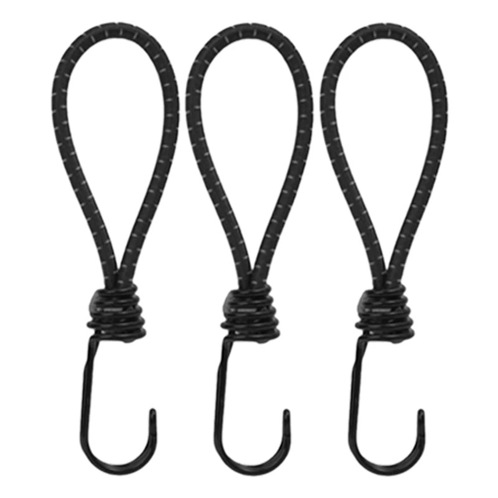 Outdoor Tie Down Rope, Bungee Cords With Hooks 3 pcs Multicolor For Camping Tent And Luggage(Black - 5pcs)