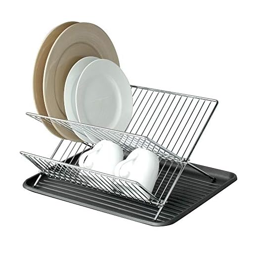 Smart Design Dish Drainer Rack w/ In Sink or Counter Drying - Steel Metal Wire - Cutlery, Plates, Dishes, Cups, Silverware Organization - Kitchen (Folding, Chrome)