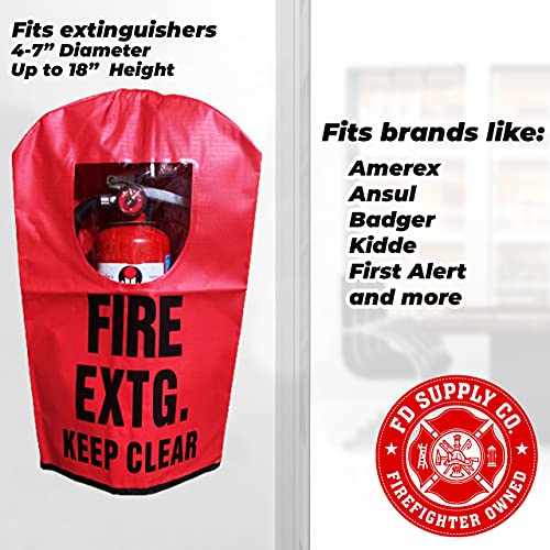 Fire Extinguisher Covers with Window for Gauge Plus Instruction Decals for Fire Extinguishers (5 Pack, Small)