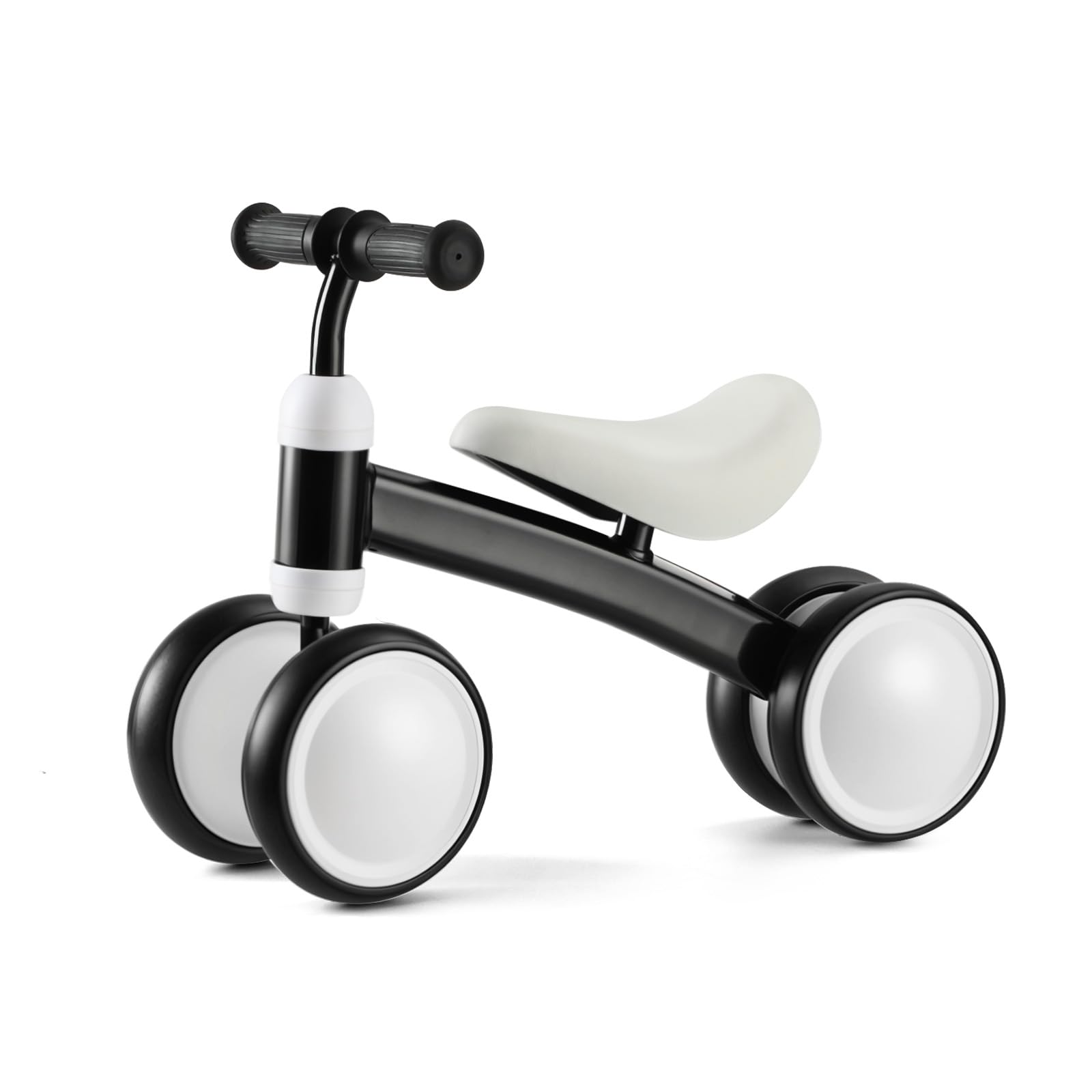 Baby Balance Bike for 1 Year Old Boys Girls, First Birthday Gift, 12-24 Months Toddler Bike, Toddler Balance Bike with 4 Silent Wheels, 1 Year Old Toys, Ride-on Toys, Children Walker No Pedal, Black