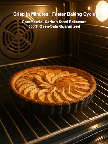 Image of 9 Inch Quiche Pans 2 Pack. Removable Bottom, Non-Stick Coating, Rugged Carbon Steel Baking Dish for Tart Quiche Pie. Metal Mold Gift for Women Wife Christmas Thanksgiving Party Festival Family