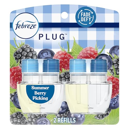 Febreze Plug In Air Freshener, Odor-Fighting Scented Oil Refill, Summer Berry Picking, 2 Refill - image 1