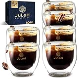 JuLeH Design Espressotassen (6 x 80ml) - doppelwandige Espressogläser 6Set - Dessertgläser - Thermoglas - Kaffeebecher Gläser Set - Teeglas aus Borosilikatglas - spülmaschinenfestes Geschenkset
