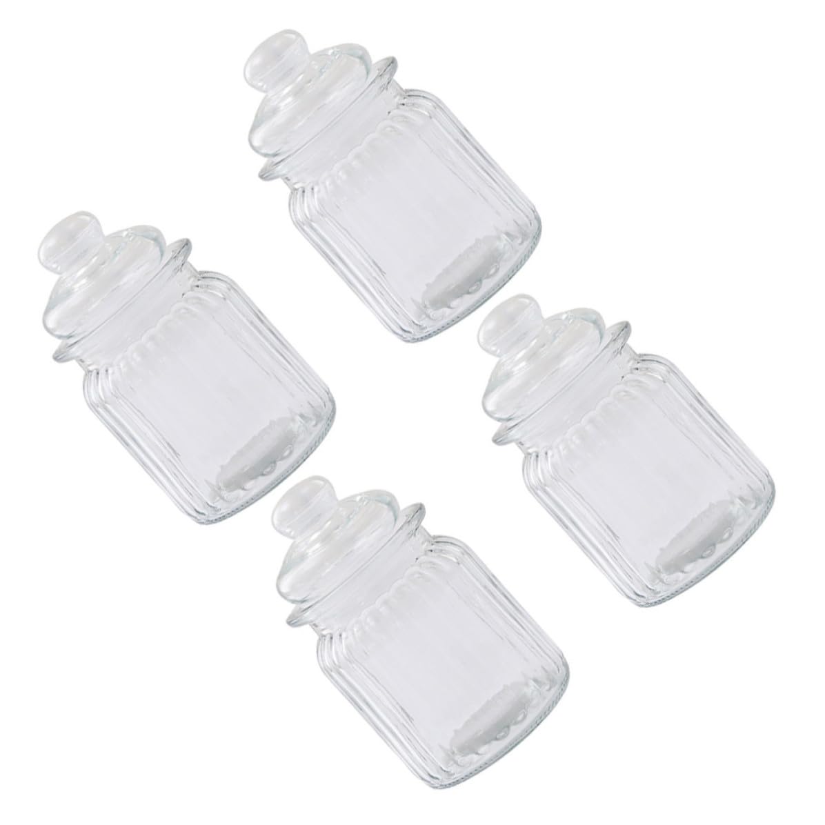 4 Stück Glas Vorratsbehälter 230ml mit Deckelverschluss Hitzebeständig und Hochfest für Küche und Aufbewahrung von Tee und Marmelade