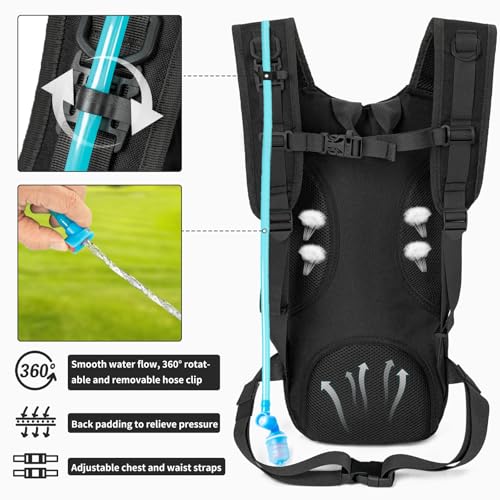 Image of Hydration Backpack, Tactical Molle Water with 2L TPU Water Bladder, for Men Women Lightweight Water Backpack, Hydration Pack for Hiking, Biking, Climbing and Hunting, Black