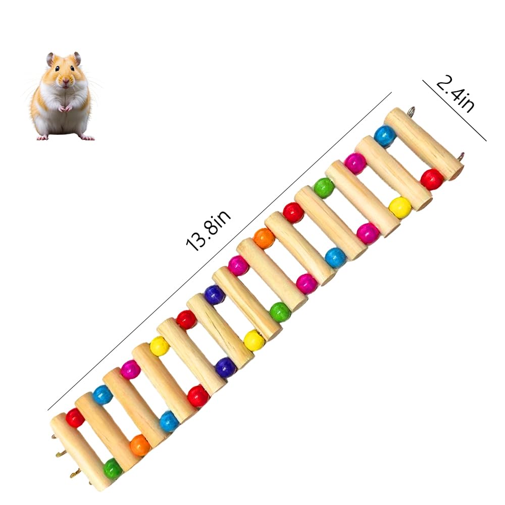 Scaletta flessibile in legno con perline colorate – Versatile ponte criceto come giocattolo da arrampicata e da masticare, accessori flessibili per criceti e pratici giocattoli per uccelli per piccoli
