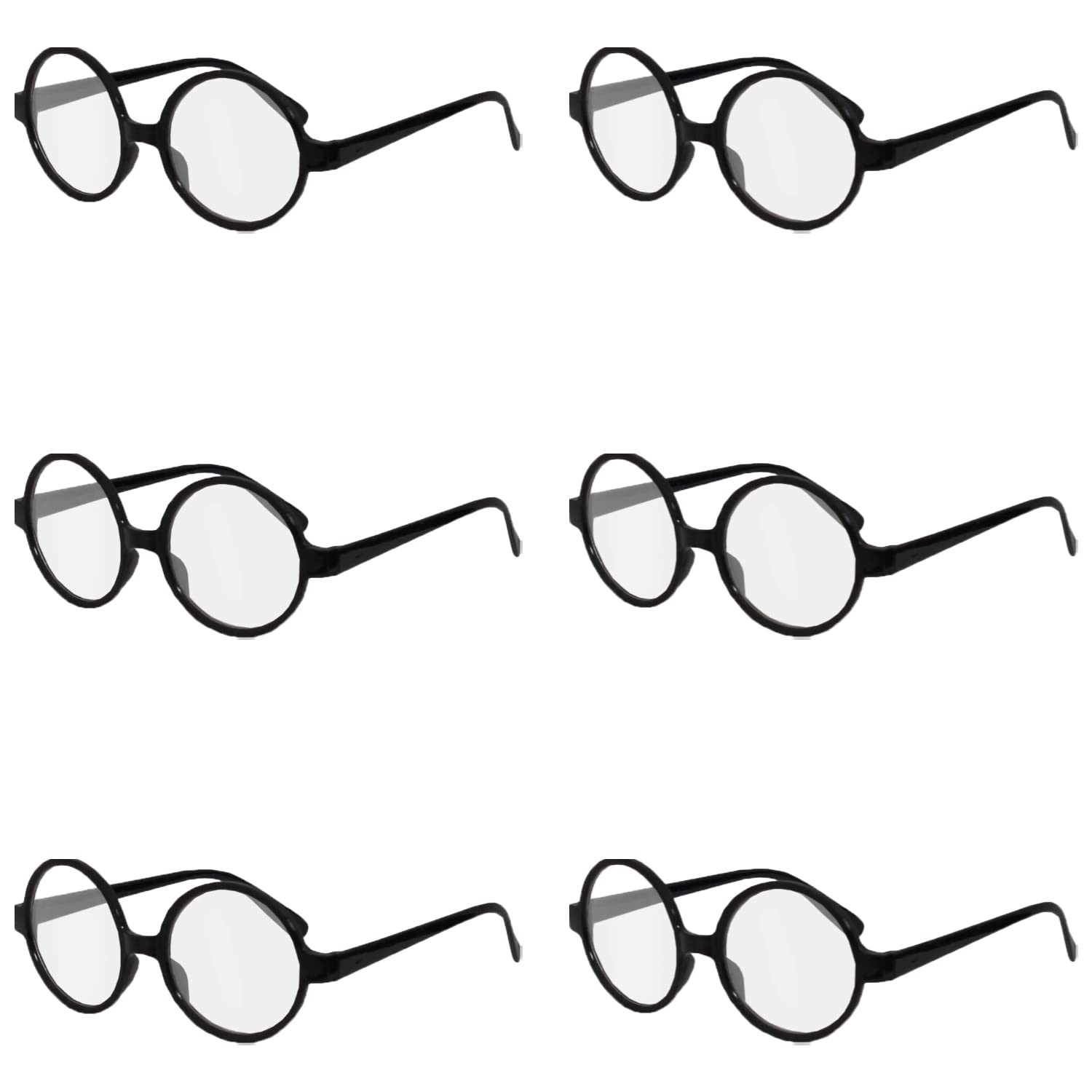 Round Glasses Accessory - Pack of 6 - Round Glasses with Black Frames - Unisex Fancy Dress Costume Accessory — image 1