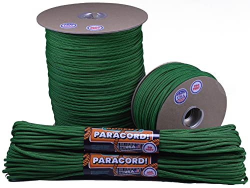 Bored Paracord - 1', 10', 25', 50', 100' Hanks & 250', 1000' Spools of Parachute 550 Cord Type III 7 Strand Paracord Well Over 300 Colors - Neon Green with Black Stripe - 10 Feet