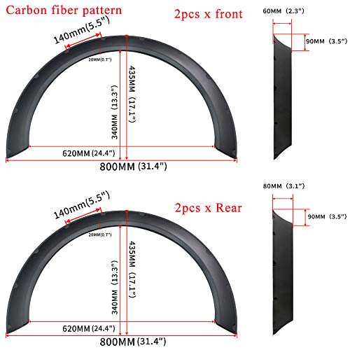 Kyostar New School 4Pcs 800mm Universal Car Fender Flares Wheel Arches (Carbon Fiber Look) - Thumbnail 7