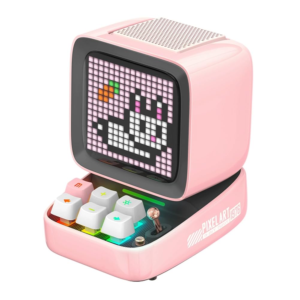Ditoo-Pro Retro Pixel Art Bluetooth-Lautsprecher, Tragbar, mit, DIY-LED-Anzeigetafel, Süßes Geschenk, Heimdekoration, Rosa