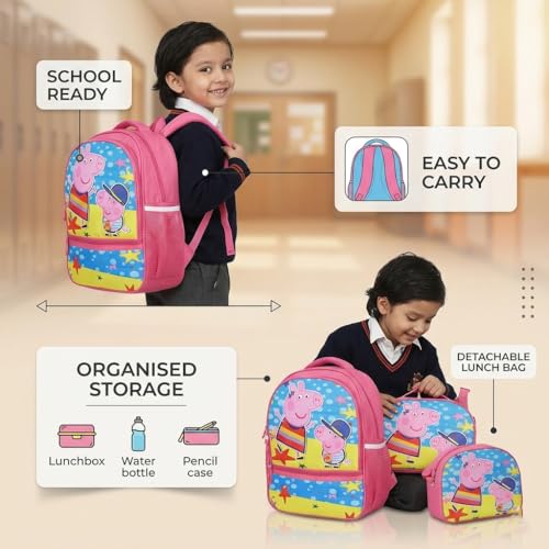 Image of Stylbase Waterproof School Bag with lunch bag combo for Boys and Girls Kids Bag with tiffin cover - Backpack Bag for Travelling for 5-7 Years 15 Inches