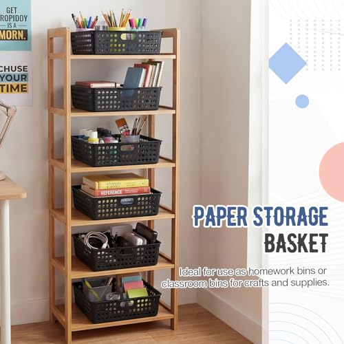 Geetery 6 Pack Classroom Storage Baskets with Handle,Black by Geetery - Image 6
