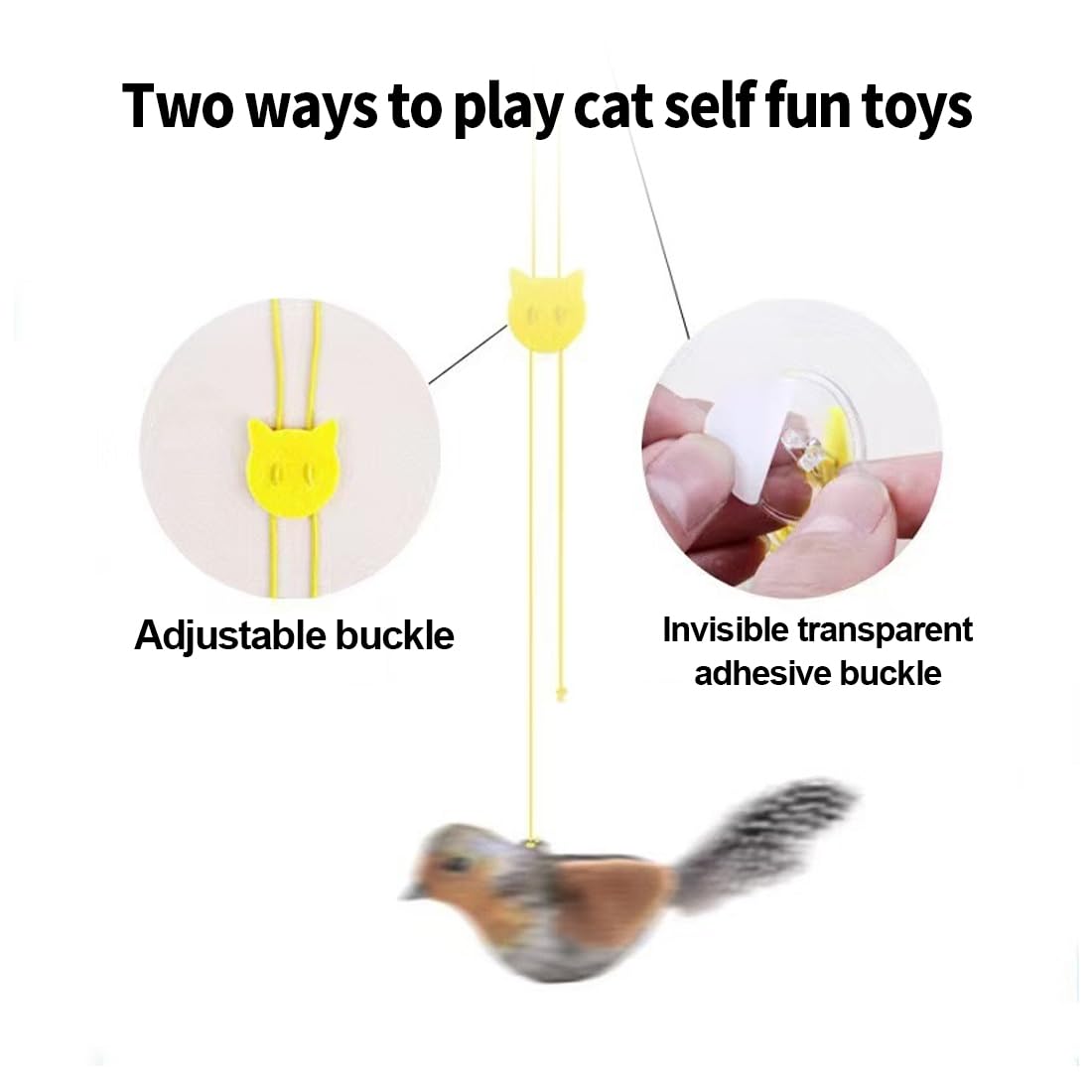 2 unidades juguetes interactivos para gatos, ratones colgantes con plumas y sonido realista, para marco de puerta, sin baterías, cola de ratón con plumas