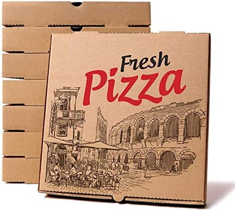 50 Pack "12 Inch" Safe Corrugated Cardboard Pizza Boxes, Kraft Protective Delivery Containers, Square Pizzeria Bakery Restaurant & Party Packaging, No Plastic Thick Paperboard Fresh Food Box-50 Boxes
